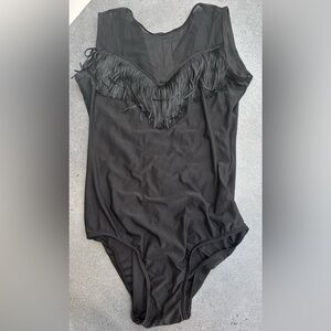Black Fringe Bodysuit